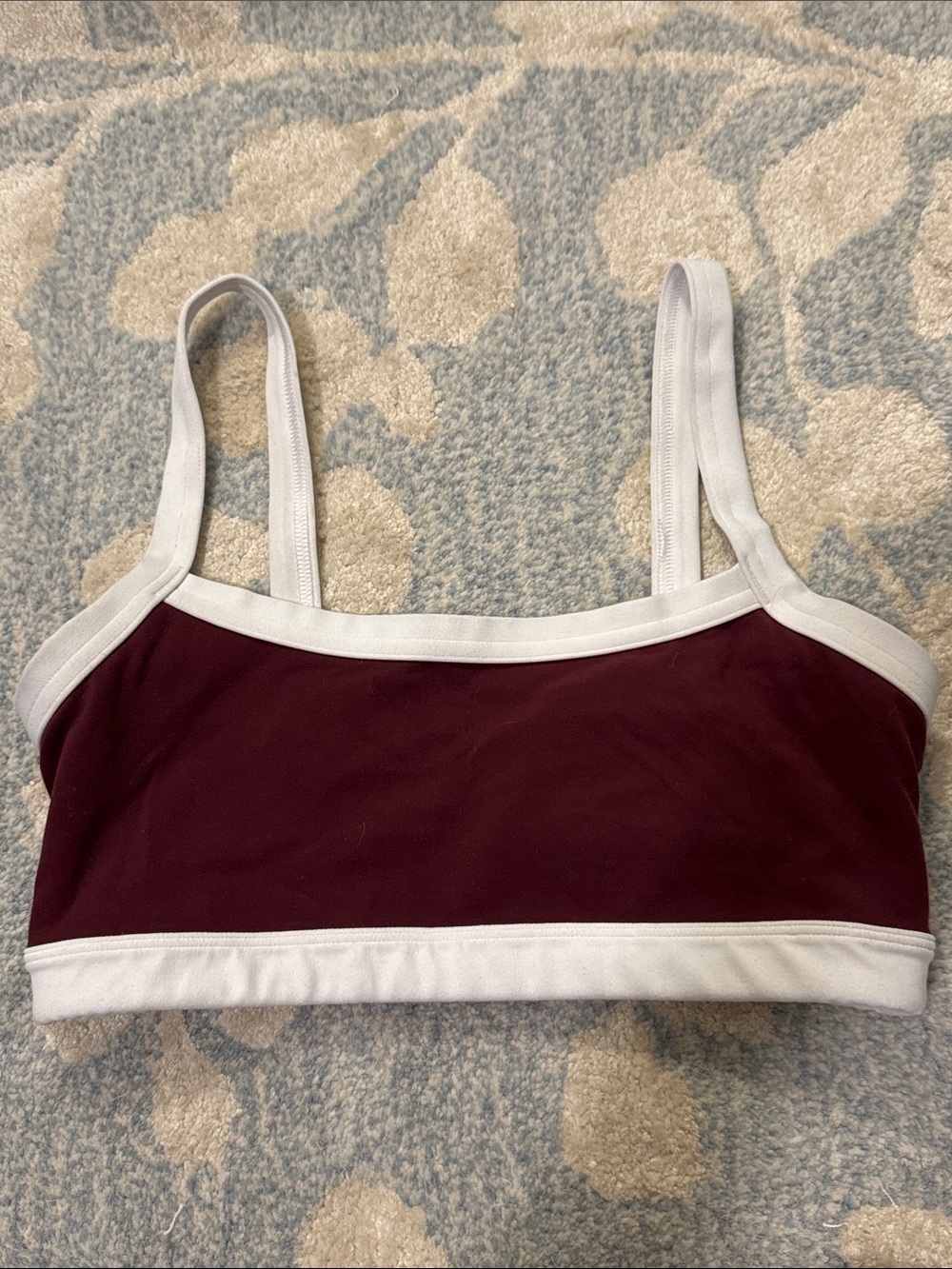YPB Abercrombie Burgundy Sports Bralette with White Trim